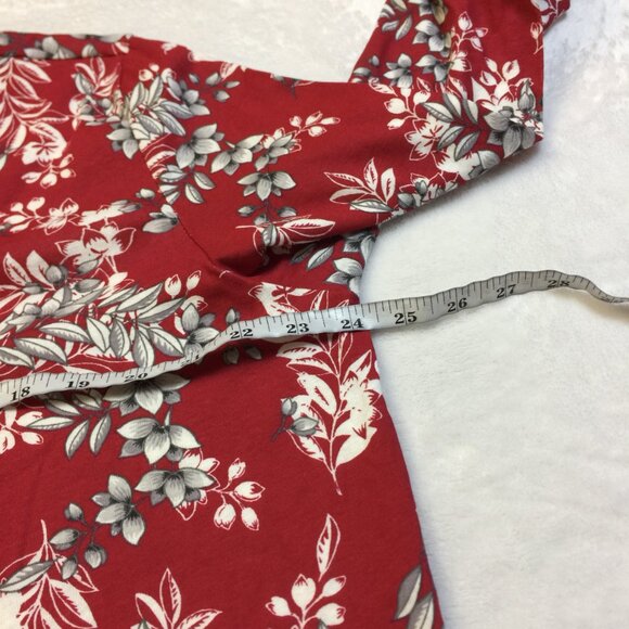 NWT Charter Club Pajama Top XL Womens Red Floral Long Sleeve Button Front V-neck - Picture 8 of 15